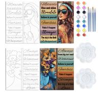 WEBEEDY 2 Pack Pre Drawn Canvas for Painting Sip and Paint Kit,8x10 Inch Paint Party Set Acrylic Painting Canvas Panels for Adult Christmas Date Night Party Favor,2 Pack 20x25cm(Inspirational Words)