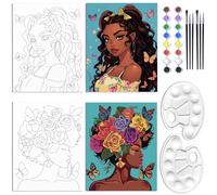WEBEEDY 2 Pack Sip and Paint Kit for Adults Beginners Pre Drawn Canvas Painting Kit 20x25cm Pre Printed Canvas for Adults Painting Party Supplies to Paint Gift for Christmas Home Wall Decor