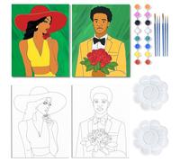 WEBEEDY 2 Packs Couples Rose Pre Drawn Canvas to Paint for Adults, 8x10 Inch Couples Date Night Sip and Paint kit, Party Supplies Anniversary Wedding Valentine's Day Gift Home Decor, 20x25cm
