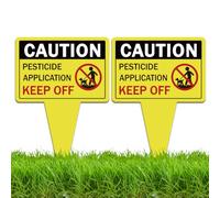 WEBEEDY 2 Pcs Caution Pesticide Application Keep Off Signs Double Sided Stay Off Grass Signs with Stake for Yard, Aluminum Caution Sign for Garden Lawn Pack Grass Outdoor Use, 25x35cm