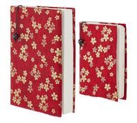 WEBEEDY 2 Pcs Cherry Cloth Paperback Book Cover Adjustable Fabric Book Sleeve Cover,Flower Washable Book Protector Fit for A5 & A6 Textbook Book Lovers Gifts,Red