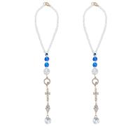 WEBEEDY 2 Pcs Cross Evil Eye Car Hanging Ornament Hasma Hand Rhinestone Car Decor Medal and Cross Hanging Accessories for Mirror Interior Decors Window Cars Door Frame Balcony Pendent, 28.5cm Length