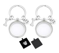 WEBEEDY 2 Pcs Dog Hair Keepsake Keychain with Gift Box, Pet Memorial Keyring with Heart Bone Charms Refillable Keepsake Key Holder Storage for Dog Cat Fur Bag Key Purse Charm Pet Owners Memorial Gift