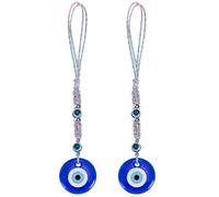 WEBEEDY 2 PCS Evil Eye Car Hanging Ornament Braided Rope Turkish Blue Evil Eye Car Charm Rear View Mirror Hanging Evil Eye Protection Pendant for Car Home Decor New Year Gift(17 cm)