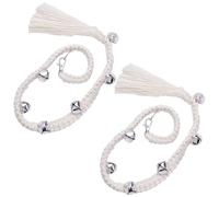 WEBEEDY 2 Pcs Hanging Dog Bell for Door Potty Training, Adjustable Macrame Pet Doorbell with 6 Loud Bells for Training Small Medium Large Dog to Go Outside Puppy Essentials Accessories (Beige)