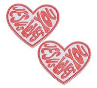 WEBEEDY 2 PCS Heart Embroidered Patches Sew on/Iron on Patch Jesus Loves You Patch Christian Embroidered Fabric Patch Stickers for DIY Clothes Bags Hats Shoes DIY Craft Supplies Valentine's Day Decor
