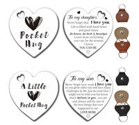 WEBEEDY 2 Pcs Pocket Hug Token for Son Daughter Long Distance Gifts Keepsake Double Sided Inspirational Gift with Leather Storage Token Keychain Birthday Graduation Gift