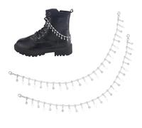 WEBEEDY 2 PCS Silver Shoe Charms Chains Rhinestone Cross Shoe Chain with Lobster Clasp Goth Punk Style Shoelace Charms Detachable Shoe Decoration for Sneaker Boots Sandal Halloween