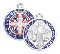 WEBEEDY 2 PCS St Benedict Cross Medals 8cm Christian Saint Pendant Protection Blessing Charm for Door Wall or Desk Display Car Hanging Decor Handmade Catholic Jewelry Gift for Women Men