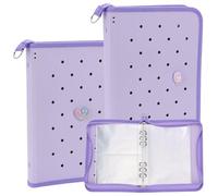 WEBEEDY 2 PCS Sticker Organizer Binder A5 Sticker Storage Collecting Album with Zipper Reusable Storage Book with 140 Pockets and DIY Charms for Stickers Cards Display and Protector,Purple