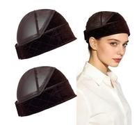 WEBEEDY 2 Pcs Wide Wig Grip Cap for Glueless Wigs Women Brown Velvet Wig Grip Band Adjustable Wig Grip Headband for Keeping Wigs in Place for Daily Wear Costume Play Work Occasions,One Size Fits All