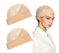 WEBEEDY 2 Pcs Wide Wig Grip Cap Velvet Adjustable Beige Cap for Women Keeping Wigs in Place No Slip Wig Grip Headband for Daily Wear Costume Play Work Occasions Secure Fit,One Size Fits All