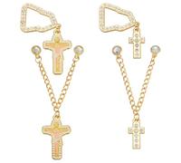 WEBEEDY 2 Sets 4 Styles Gold Mexico Cross Hat Brooch Pins Chain Hat Pins Rhinestone Baseball Hats Pin Brooch Decoration for Christmas Easter Thanksgiving Party Sports Events Gift