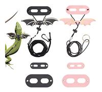WEBEEDY 2 Sets Bearded Dragon Lizard Harness Leash 3 Size Pack Leather Adjustable Dinosaur Wing Lizard Harness Leash for Bearded Dragon Lizard Reptiles Safety Outdoor Walking