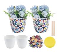 WEBEEDY 2 Sets DIY Vase Mosaic Art Craft Kit with Colorful Mosaic Tile, Tool and Instruction for Beginner Adults Make Your Own Decorative Plant Pots Home Decor Holiday Birthday Gift