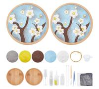 WEBEEDY 2 Sets Filigree Enamels Coaster DIY Kits Art Crafts,Wooden Flower DIY Drinking Cup Coaster for Beginners with Instructions,Coasters for Crafts Blank Base Trays,Handmade Home Decor Gifts