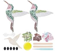 WEBEEDY 2 Sets Hummingbird Mosaic Tiles Kit for Adults, 15cm Cute Bird Glass Mosaic Coaster Kit with Wooden Bases Wall Hanging Ornament, Unique Gifts for Women, Birthday Gift, Home Decoration