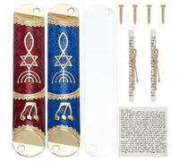 WEBEEDY 2 Sets Mezuzah Case with Scroll for Door, Zinc Alloy Jewish Blessing Mezuzah Case for Door Post, Traditional Decorative Gift for Home Protection House Warming Gift, 2 Colors