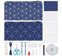 WEBEEDY 2 Sets Sashiko Beginner Embroidery Bag Kit,Sashiko Coin Purse DIY Kit with Sashiko Template,Needles,Thread for Beginners,Bag Making Kit for Women DIY Needlepoint Crafts Decor Gift