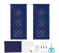 WEBEEDY 2 Sets Sashiko Kit Embroidery Starter Kits Sashiko Template Wall Hanging Decor with Floral Pattern for Adults Beginners,Japanese Sashiko Stencil Kit with Instruction and All Accessories