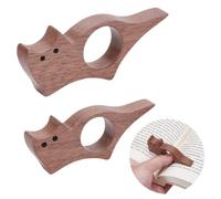 WEBEEDY 2 Sizes Cat Thumb Book Page Holder for Reading,Smooth Walnut Wood Book Holder,Cute Animal Bookmark Christmas Birthday Graduation Book Lovers Book Worm Gifts Reading Opener Accessories