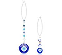 WEBEEDY 2 Style Evil Eye Car Hanging Ornament Crystal Hanging Car Charms Pendant Tuikish Blue Evil Eye Beaded Decor Car Hanging Accessories for Protection Rear View Mirror Window,30.5cm/12"&21cm/8.27"