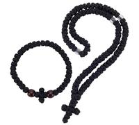 WEBEEDY 2 Styles Cross Charm Rope Knot Orthodox Bracelet Protection Blessing Cross Charm Hanging Ornament for Car Rearview Mirror Home Wall Decor Meaningful Gift, Black