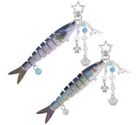 WEBEEDY 2 Styles Fish Keychain Charms Sea Themed Car Key Handbag Keyring Star Keychains with Fish,Turtle,Shell,Dolphin Pendants Easy to Install and Remove Unique Gifts for Halloween Christmas