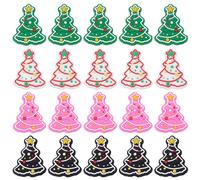 WEBEEDY 20 PCS Christmas Tree Silicone Beads 4 Colors Christmas Tree Shaped Focal Silicone Beads Cartoon Bead for DIY Keychain Necklace Bracelet Lanyard Crafts Bag Pendants Jewelry Making