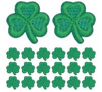 WEBEEDY 20 Pcs St. Patrick's Day Iron on Shamrock Patches Small Clover Embroidered Applique Sew on Patches for Clothing Backpacks Purse Craft Costume Hats Jackets St Patricks Day Decoration