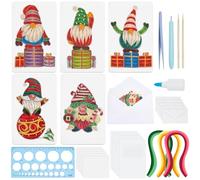 WEBEEDY 20 Sets Christmas Gnomes Paper Quilling Kit DIY Christmas Card Making Kit with Instruction for Adult Beginner Handmade 3D Christmas Trees Gnomes Greeting Card for Christmas Party Decor Gift
