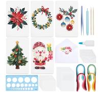WEBEEDY 20 Sets Christmas Paper Quilling Kit for Adult Beginner Handmade 5 Styles Santa Snowflakes Christmas Trees Wreaths Ball 3D Greeting Card with Instuction Christmas Party Gift Decoration