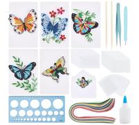 WEBEEDY 20 Sets DIY Butterfly Quilling Greeting Card Kit Paper Quilling Kit for Adults Beginners 5 Styles Butterfly Animal Quilling Greeting Card Making Kit with Instruction Birthday Thanksgiving Gift