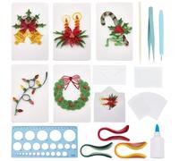 WEBEEDY 20 Sets DIY Christmas Paper Quilling Greeting Card Kit 5 Styles Decorated Christmas Card with Instuction DIY Handcraft Christmas Card for Beginners and Paper Art Craft Lovers