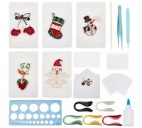 WEBEEDY 20 Sets DIY Christmas Paper Quilling Kit Greeting Card 5 Styles Santa Claus Decorations Card Making Kit with Instuction DIY Handcraft Christmas Card for Beginners and Paper Art Craft Lovers