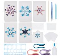 WEBEEDY 20 Sets DIY Christmas Snowflake Quilling Kit Handmade Snowflake Quilling Card with Instruction DIY Happy Christmas Congratulation Cards for Friends Families and Colleagues