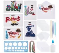 WEBEEDY 20 Sets Father's Day Quilling Greeting Card Kit with Envelopes Instruction Paper Quilling Kit for Adults 5 Styles Dad Happy Birthday Hold Hands 3D Quilling Card Making Kit Father's Day Gift