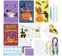 WEBEEDY 20 Sets Halloween Paper Quilling Kit for Adult Beginner 5 Styles Spooky Castle Pumpkin Cross Happy Halloween Greeting Card Making Kit with Instruction Handmade Card for Party Decor