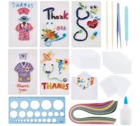 WEBEEDY 20 Sets Nurses'Day Quilling Greeting Card Kit with Envelopes Instruction International Nurses Day Paper Quilling Kit for Adults 5 Styles Stethoscope Nurse's Uniform 3D Quilling Card Making Kit