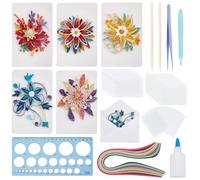 WEBEEDY 20 Sets Paper Quilling Kit for Adults Beginner DIY 5 Styles Flower Greeting Card Making kit with Instruction Flower Quilling Card with Instruction for Birthday,Wedding,Holiday,Mother's Day