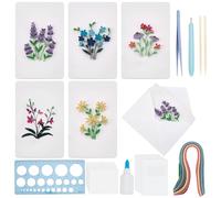 WEBEEDY 20 Sets Paper Quilling Kit for Adults Beginners 5 Styles Flower Quilling Greeting Card Making Kit with Instruction DIY Unique Flowers Cards for Valentine's Day Wedding New Year's Day