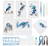 WEBEEDY 20 Sets Paper Quilling Kit for Adults Beginners 5 Styles Turtles Dolphins Flamingos Jellyfish Seahorses Quilling Greeting Card Making Kit with Instruction DIY Sea Animals Cards for Birthday