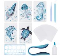 WEBEEDY 20 Sets Paper Quilling Kit for Beginners DIY Sea Turtles Dolphins Seashells Greeting Card Making Kits with 36 Colors 180 pcs Quilling Strips Sea Animals Paper Craft Supplies Handmade Gift