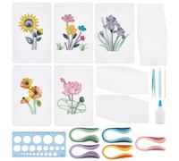 WEBEEDY 20 Sets Paper Quilling Kits 5 Styles Flower Card Making Kit with Instruction for Adult Beginner Handmade 3D Sunflower Lotus Tulip Paper Quilling Cards for Christmas Birthday Wedding Decor
