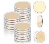 WEBEEDY 20pcs Blank Challenge Coin Metal Stamping Sublimation Blanks Bulk 40mm Engraving Round Tags Threaded Edged Coin for Fiber Laser with Acrylic Protection Box for Valentine's Day Gifts, Gold