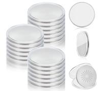 WEBEEDY 20pcs Blank Challenge Coin Metal Stamping Sublimation Blanks Bulk 40mm Engraving Round Tags Fiber Laser Threaded Edged Coin with Acrylic Protection Box for Valentine's Day Anniversary, Silver
