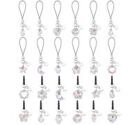 WEBEEDY 24 PCS Anti Dust Plugs Cell Phone Charm 3.5 mm Black Anti-Dust Earphone Cap Dust Proof Headphone Plug with AB Coloured Crystal Charms and Phone Strap,Earphone Jack Accessories