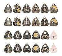 WEBEEDY 24 PCS Enamel Tarot Charms 12 Styles Heart Shape Pendant Halloween Gothic Tarot Evil Eye Sun Star Moon Bat Cat Alloy Charms for Jewelry Making DIY Bracelets Necklaces Keychains Halloween