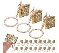 WEBEEDY 24 PCS Mini Holy Bible Keychain Gold Bible Verse Religious Keychain Church Gifts Small Christian Charm Bulk for Car Key Backpacks Handbag Decor Easter First Communion for Man and Woman