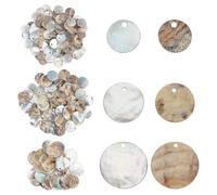 WEBEEDY 240 Pcs 3 Style Natural Shell Beads, Flat Round Mother of Pearl Beads with Hole Seashell Disc Coin Charm for Necklace Craft Making, Home Hanging Decoration, DIY Jewelry Making, 10/12.5/15mm